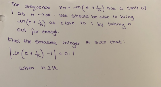 The I as to sequence xno un(e + h) has a limit of nano. We should be able to bring un(ext) as close I by talning n out far en