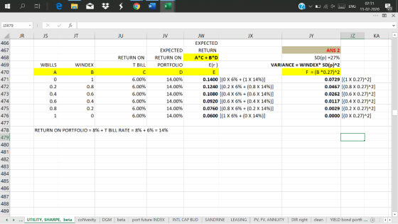 | 0 = a = 3 3 4 5 ? v L 1 ENG 02:31 13-02-2020 23 17479 x JS fe JT JR JU JV RETURN ON T BILL EXPECTED RETURN ON PORTFOLIO WBI
