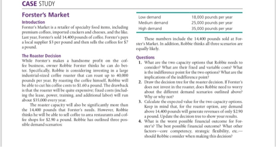 CASE STUDY Forsters Market Low demand 18,000 pounds per year 25,000 pounds per year Introduction Forsters Market is a retai
