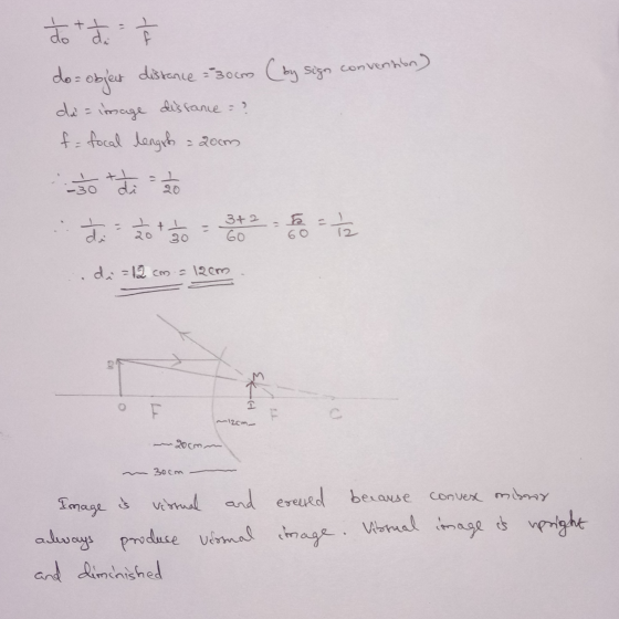 to + t = do= object distance =30cm (by sign convention) das image distance = ? f = focal lengrt = 200m so thi to -30 Z = 12 2