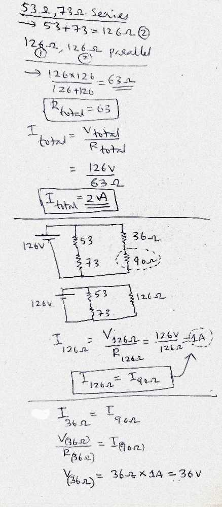 532,732 Series 53+73=1262 128.2, 126 r parallel > 12.6*12 126 +126 63 I total (Reuted = 63 total Rtotal 126 V 632 = 2A total
