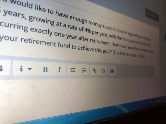 Would like to have enough money saved to receive a growing annun · years, growing at a rate of 4% per year, with the first pa