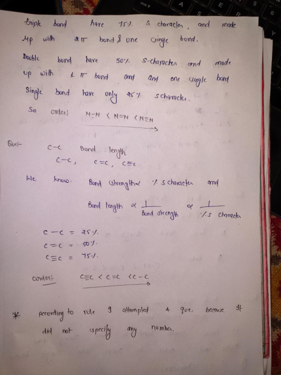 shift + made triple bond have 151. S character and up with all bond & one single bond. Double bond have 50% S-character and u