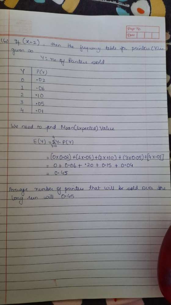 Page No. DateT (6 4 (X=2), then the frequency table for given as Ys no ay punten oold punts to PCY) 1.02 10 We need to fend M