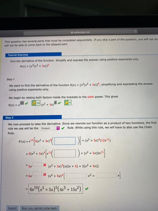 webession.net This question has several parts that must be completed sequentially. If you skip a part of the question, you wi