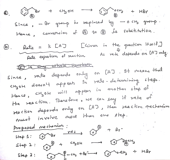 eria + HBr ... ohne Br + CHE OH - Since , -Br group is replaced by -o chha group Hence, conversion of ® to ® is substitution