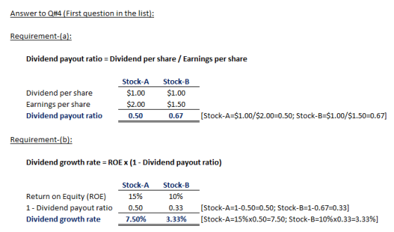 Requirement-la: Dividend payout ratio Dividend per share/Earnings per share Dividend per share Earnings per share Dividend pa