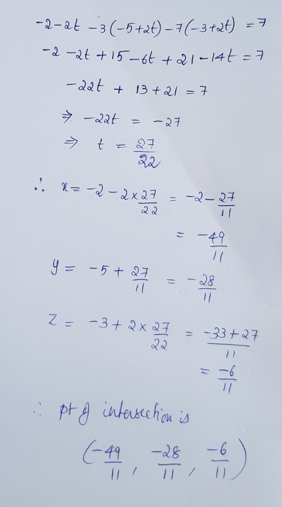 -d-at-3 (-5+at) – 7 (-3+2+) = 7 -2-2t + 15-66 +21-141 =7 -zat + + 13 +21= = -225 -2 = t ta 27 ... dz-2-2x27 -2-2 22 = - 49 il