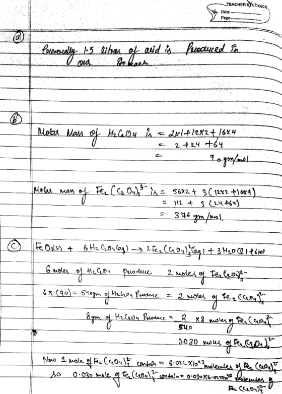 TEACHERSYchoice aid is beroduced in buenerally 1.5 O our likes of to thae Molar Mass of H₂CO u is = 2x1 + 12x2+ 16x4 24 24 t