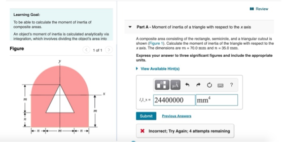A Review Learning Goal: To be able to calculate the moment of inertia of composite areas An objects moment of inertia is cal