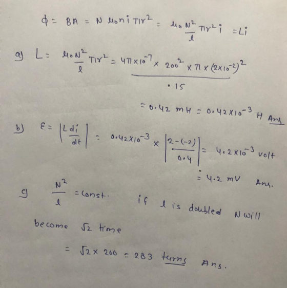 d = BA = N Moni Tir? - Mo N2 tr 2i = Li l af L MON² T18² - 4TX107 x 2002 l X TX (2x102) 2 • 15 = 0.42 m H = 0.42X10 3 Hand b)