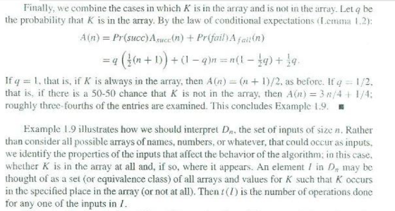 Finally, we combine the cases in which K is in the array and is not in the array. Letq be the probability that K is in the ar