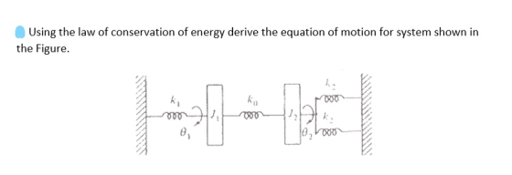 Using the law of conservation of energy derive the equation of motion for system shown in the Figure. 060