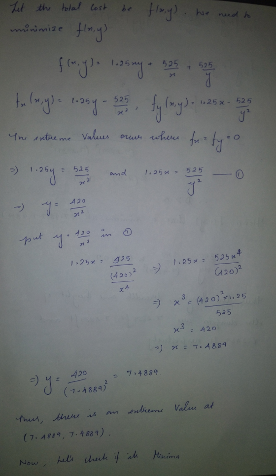 Let the total cost minimize 525 525 -1 be flany). We need to finy fm.yle 1o2sny te (ny) - 1.asy y² The extreme values occur w
