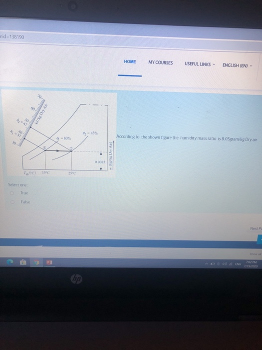mid=138190 HOME MY COURSES USEFUL LINKS ENGLISH (EN) 60 LI/kg Dry Air 2 4,3 According to the shown figure the humidity mass r