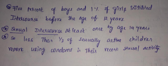 zive percent of boys and 1% of girls initiated Intercourse before the age of 12 years. Senual Interwurse abreast once by age
