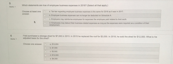 Which statements are true of employee business expenses in 2018? (Select all that apply.) Choose at least one answer a Tax la