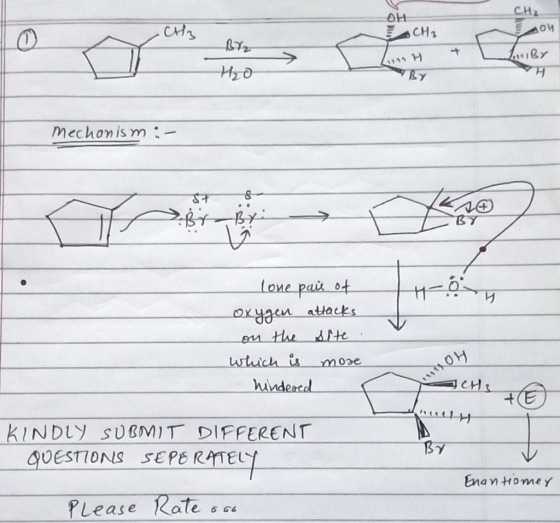 애 CH₂ OV the CH3 Ato Bir LIBY 2011 H By VH Mechanism :- you lone pair of oxygen attacks on the site. which is more hindered m