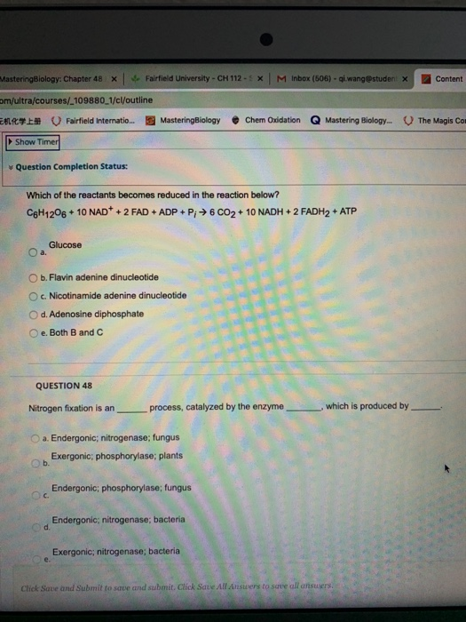 Mastering Biology: Chapter 48 X Fairfield University - CH 112-5X M Inbox (506) -qi.wang@student x Content m/ultra/courses/_10