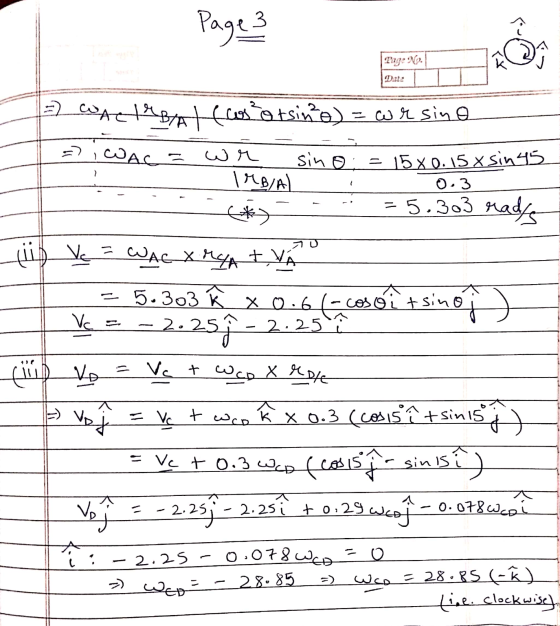 Page 3 Date => WAHABAT from otsine) = wr sind rico wr sino IMBA) = 15x0.15 x sin 45 0.3 (*) -5.303 Madis To - (ம்) WAL X MCA