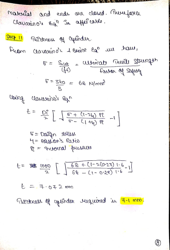 R PAROLL material and ends are closed. Therefore C asio 024 ° и 4Ыf оно . OMAN MULLLLL seep 11 Feam Thickness of prinder clav