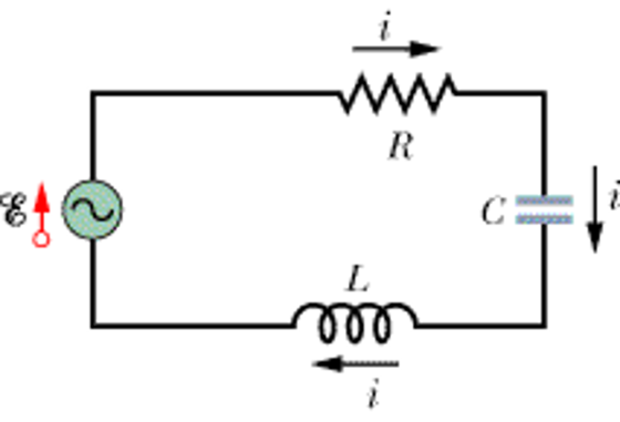 In the figure, R = 12.2 ?, C = 5.75 ?F, and L = 19