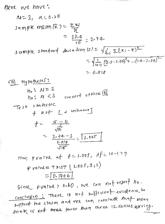 fere we hoave N 3, a0.i0 Sampk maan 2) 2x 27.4 2 2.74 ample standay dwla tion ts)= y^,Exi- ) to- .&18 Hypotheses 3 Ho Нав ку