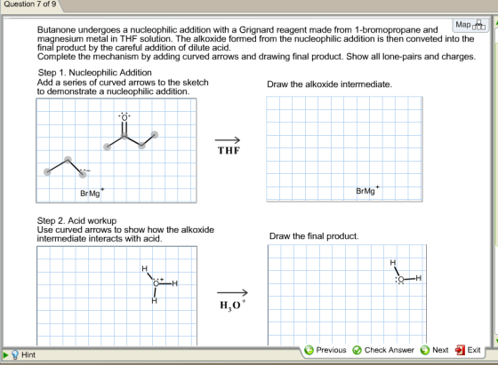 Butanone undergoes a nucleophilic addition with a