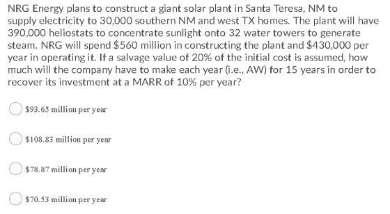 NRG Energy plans to construct a giant solar plant in Santa Teresa, NM to supply electricity to 30,000 southern NM and west TX