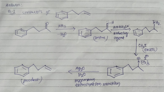 Answer: Gre synthesis NH3 NH TANABHECA Reduezna tone) agent ( CH₂ I concess Ag2O H2O Нометр) ellém zhortion) realtion product