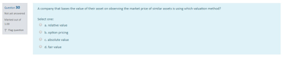 A company that bases the value of their asset on observing the market price of similar assets is using which valuation method