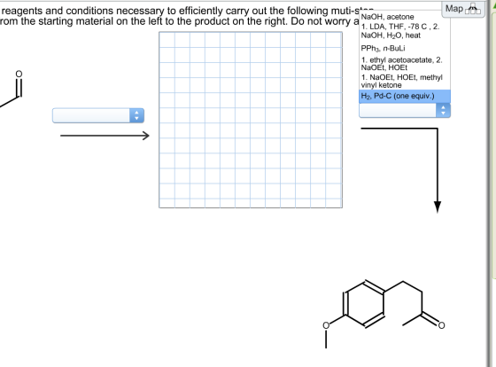 Мар сар reagents and conditions necessary to efficiently carry out the following muti-skom NaOH, acetone rom the starting mat