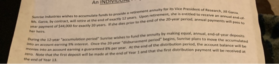 An INDIVIDUAL is entitled to receive an annual end-of- end of the 20-year period, annual payments will pass to to accumulate