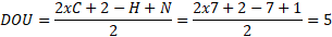 2xC +2 - H+N DOU = 2x7+2 - 7+1 = 5