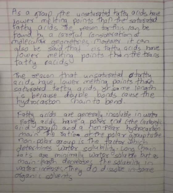 olids hve satub a dou e unsatu me him points ha pason tr dis to be lso be said thacis tathu aids have Ower me aints ralid TIhe eqan e seacan that un satusated points thk sa me sahusated tathy aid a40 to beoc Lotty adids a re genesell insalube s Fath adds havea chain-to-ba tiba dtth ron- the tactos au mines lu b hain decreaso the salu veats