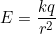 \small E=\frac{kq}{r^2}