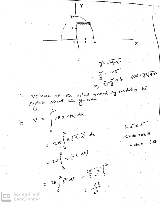 y=57-22 3 = .4-22 fx) = y = 1922 - or, æty = 4 - med by revolving the volume of the solid formed by revont region about the y
