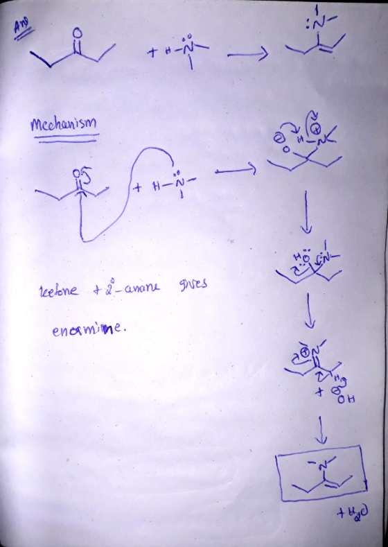 AnD N- + # mcchanism + H-N- eelone -anan gNes encamime OH