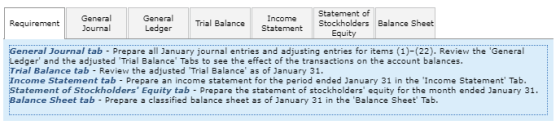 Requirement General Journal General Ledger Trial Balance Income Statement Statement of Stockholders Balance Sheet Equity Gene
