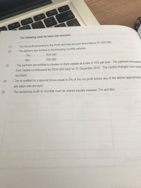 The following must be taken into account: The net profit according to the Profit and loss account amounted to R1 400 000. The
