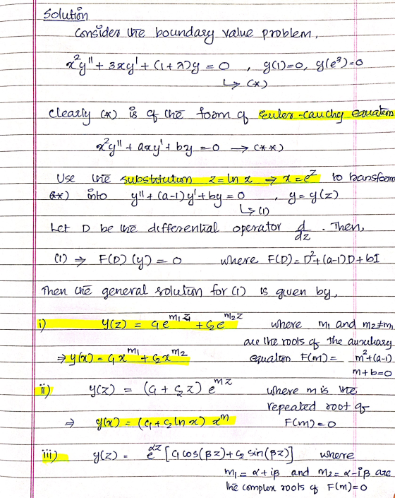 Solution consider the boundary value_problem, + 3& + (1+229 = 0 Y Cx) ll x 301=0,_4(e)-0 0 clearly (x) is of the foom of cul