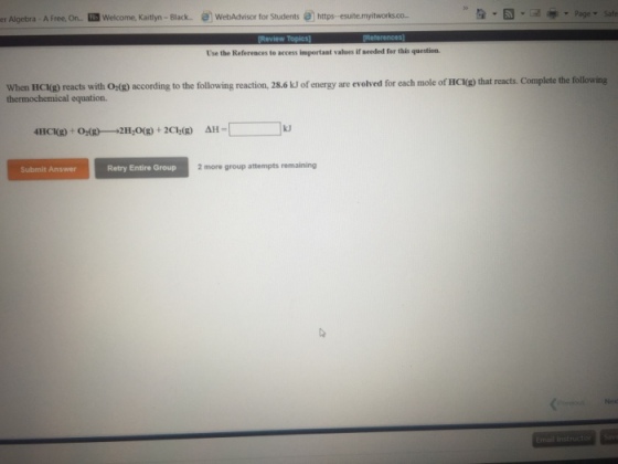 When HC l(g) reacts with o_2(g) according to the f