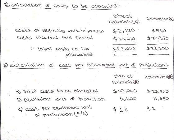 1 ) Galculation of costs to be allocated: Direct i aterials ($) conveysion is $940 $32,360 $23,300 costs of Beginiling work i