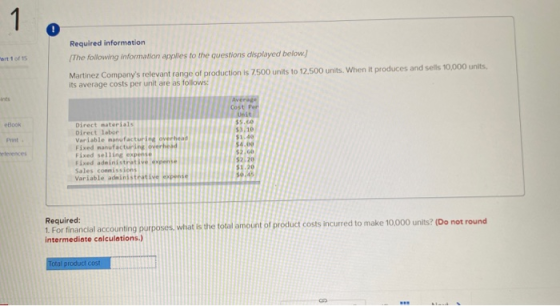 1 art 1 of 1 Required information The following information applies to the questions displayed below.) Martinez Companys rel