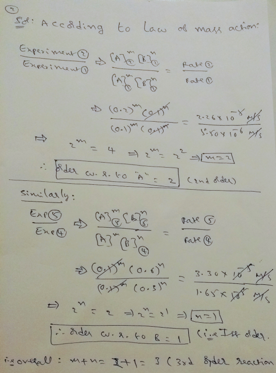 Sol: According to law of mass action? Experiment Experiment Rate Rate & (A [870 = (0.2) Costa (0.1) Cota - 2.268108 its Soro