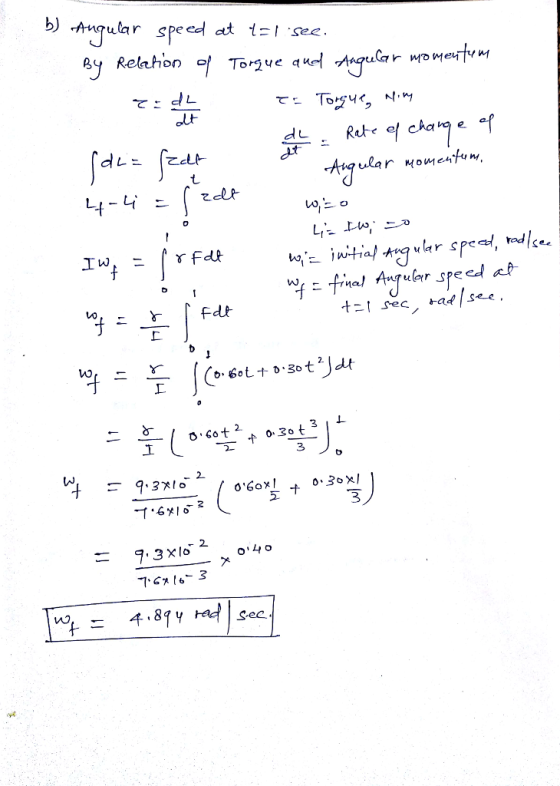 で. Τοグ Ν.ry 0にinitial Angular speed, radle 2. oGo Sec