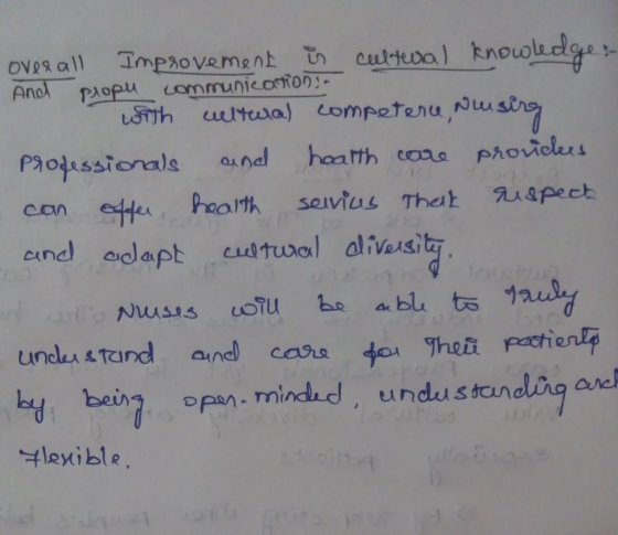 overall Improvement in cultural knowledge:- And propu communication: with cultural competence, weusing Professionals and hear