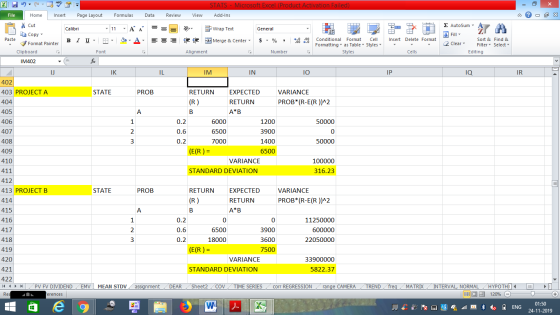 STATS - Microsoft Excel (Product Activation Failed) Add-Ins File Home Insert Page Layout Formulas Data Review View - 2x % Cut