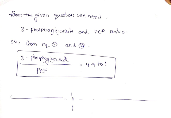 from the We need given question 3 - phosphoglycesale and ped aatio so from Eq and 2 3- phosphoglycesale PEP = 4.9 to I