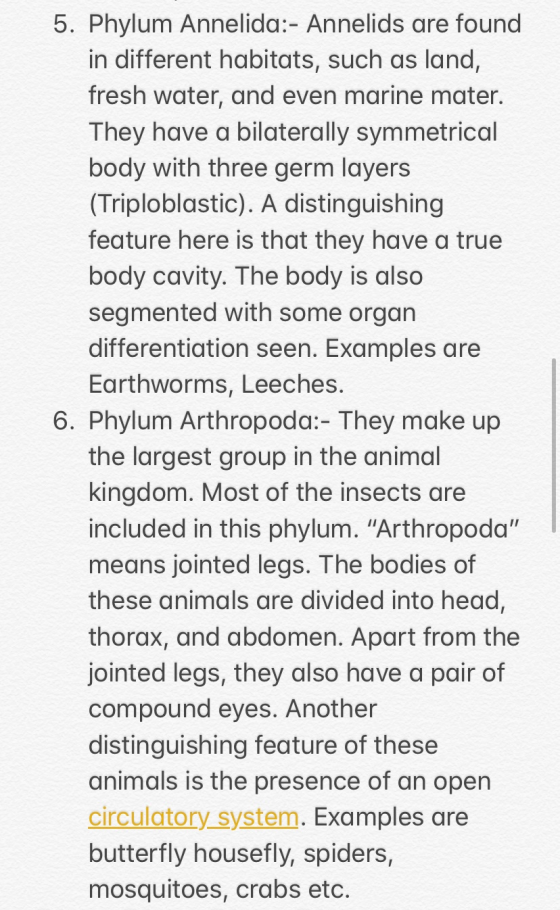 5. Phylum Annelida:- Annelids are found in different habitats, such as land, fresh water, and even marine mater. They have a